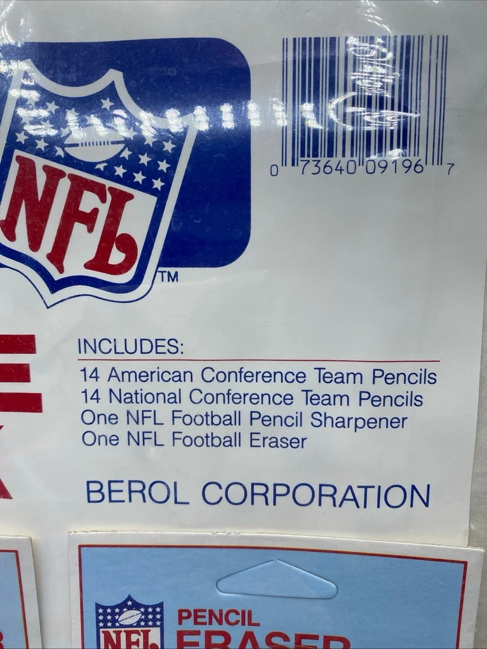 Vintage 1980s 28 NFL Team Pencils Value Pack With Football Eraser & Sharpener
